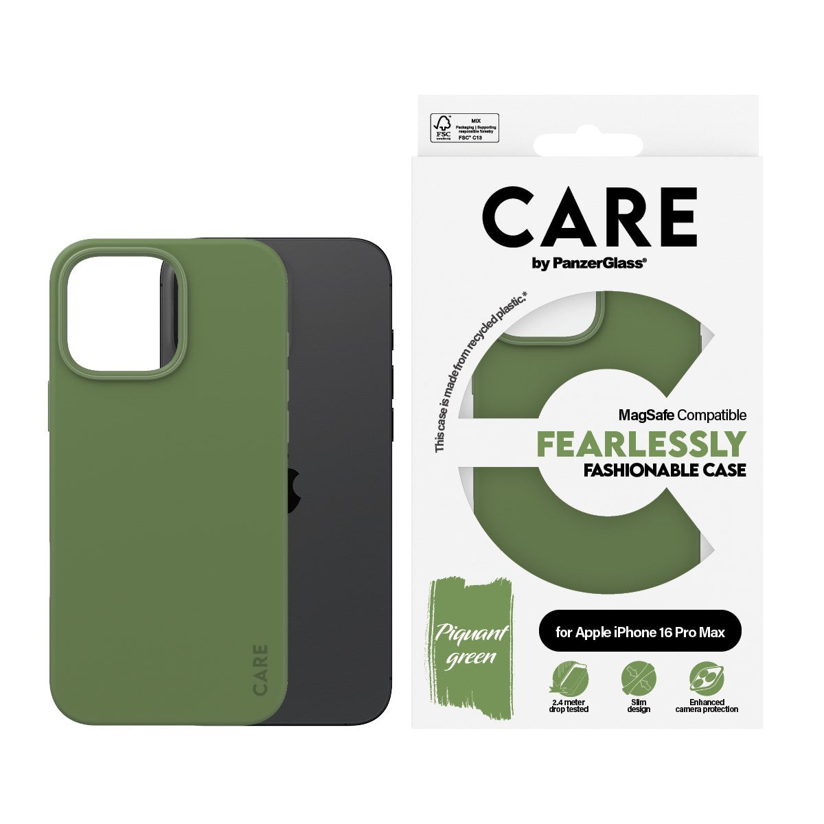 CARE by PanzerGlass® Case Grøn m. MagSafe iPhone 16 Pro Max